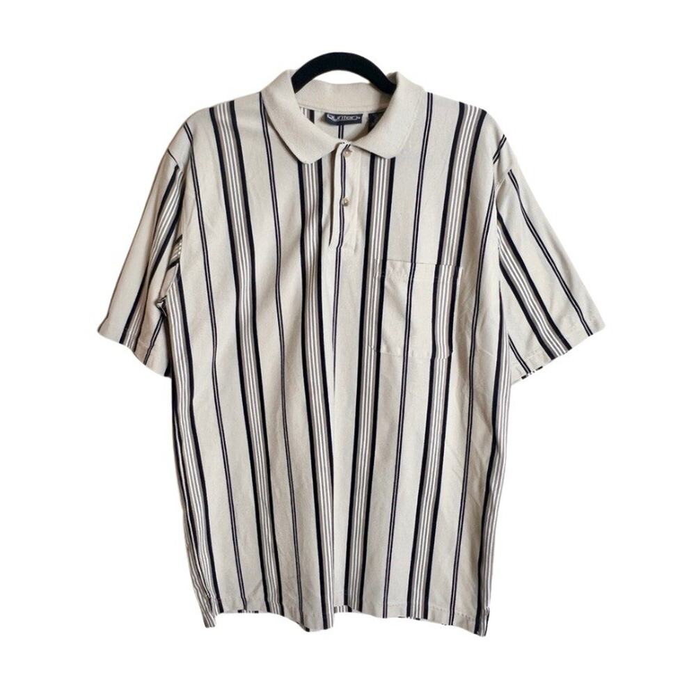 Vtg 90s Puritan Mens Striped Polo Shirt Golf Sporty Classic Minimalist Skater